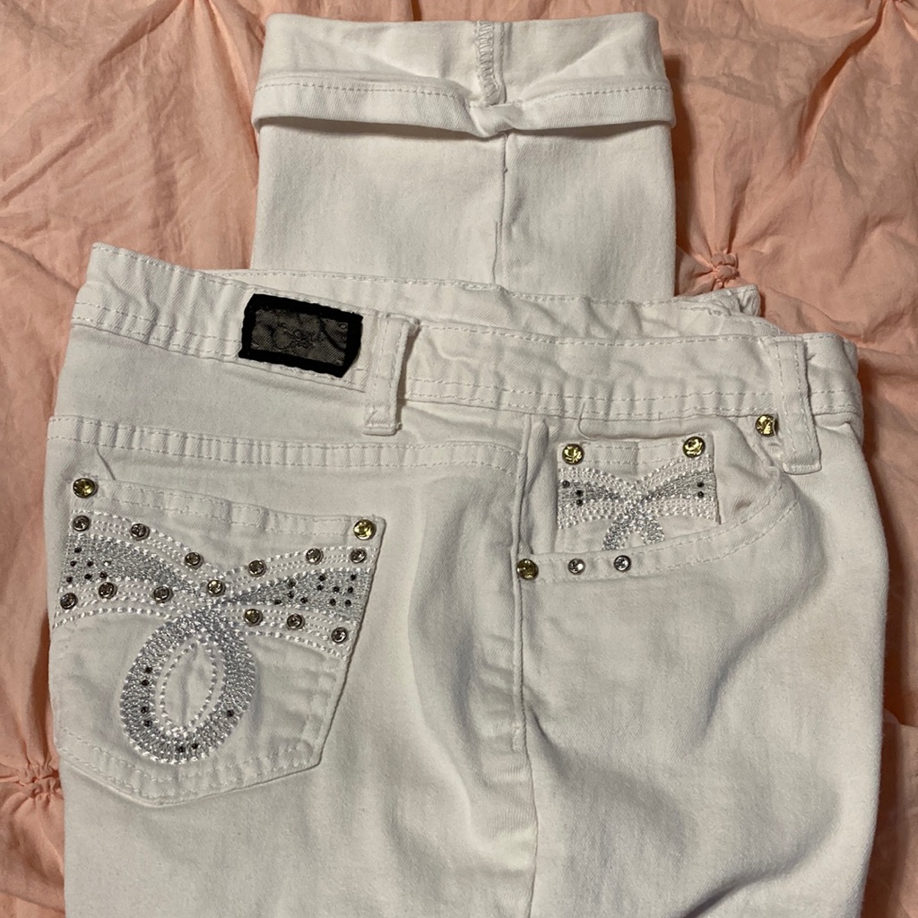 Earl Jean White Jean Cuffed Capri Size 10